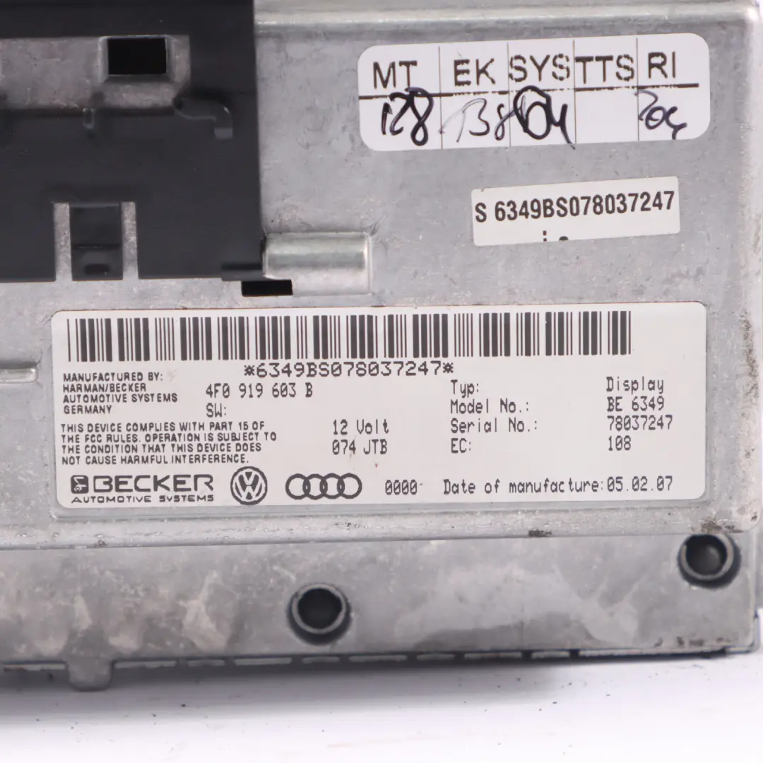 Audi A6 C6 Display Screen Multimedia Navigation Dashboard Unit - SKU 4F0919603B-1 - Part number 4F0919603B